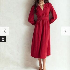 Boden Elegant Long Sleeve Red Dress